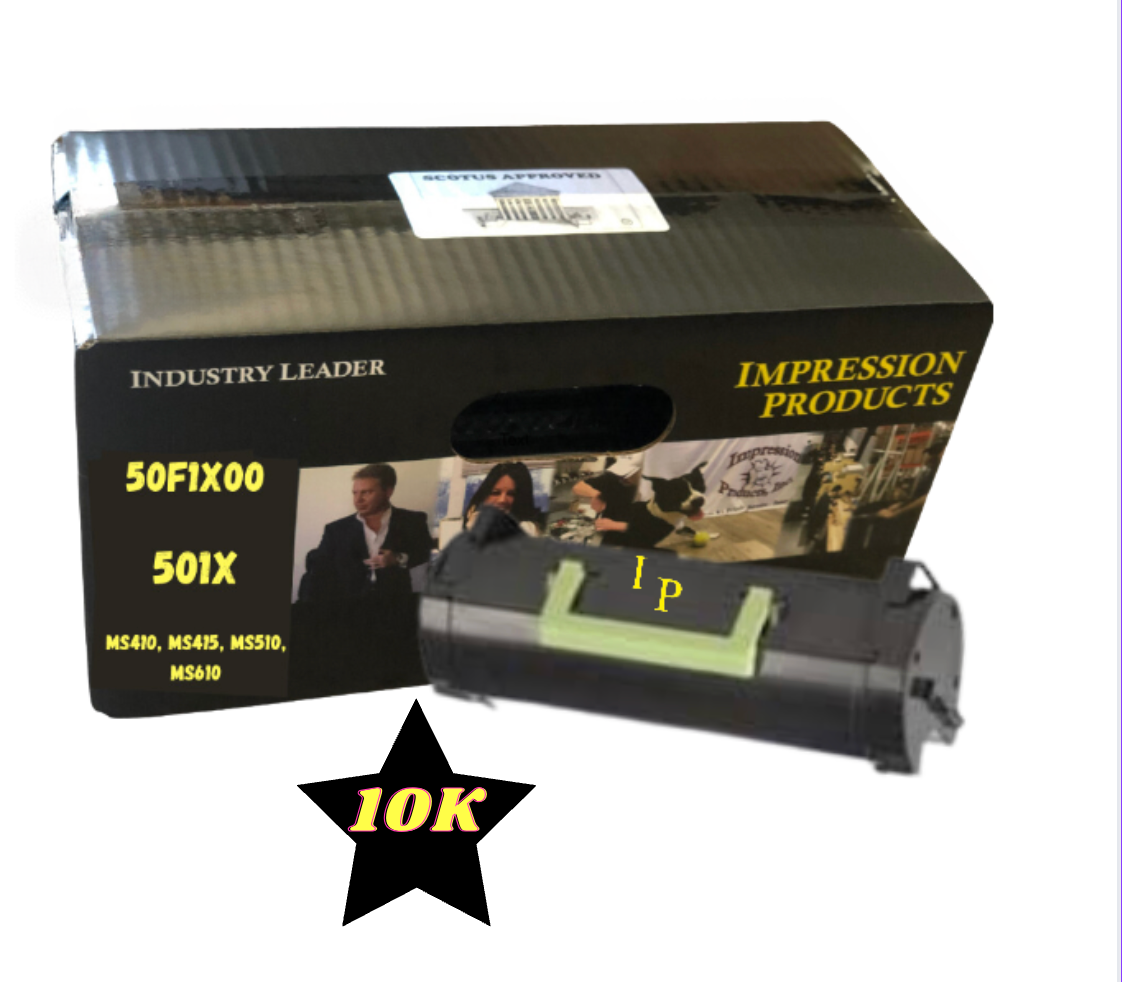 Lexmark 50F1X00 10K Page Yield High Yield Eco Friendly Toner Cartridge for use in Lexmark printers MS410 / MS415 / MS510 / MS610