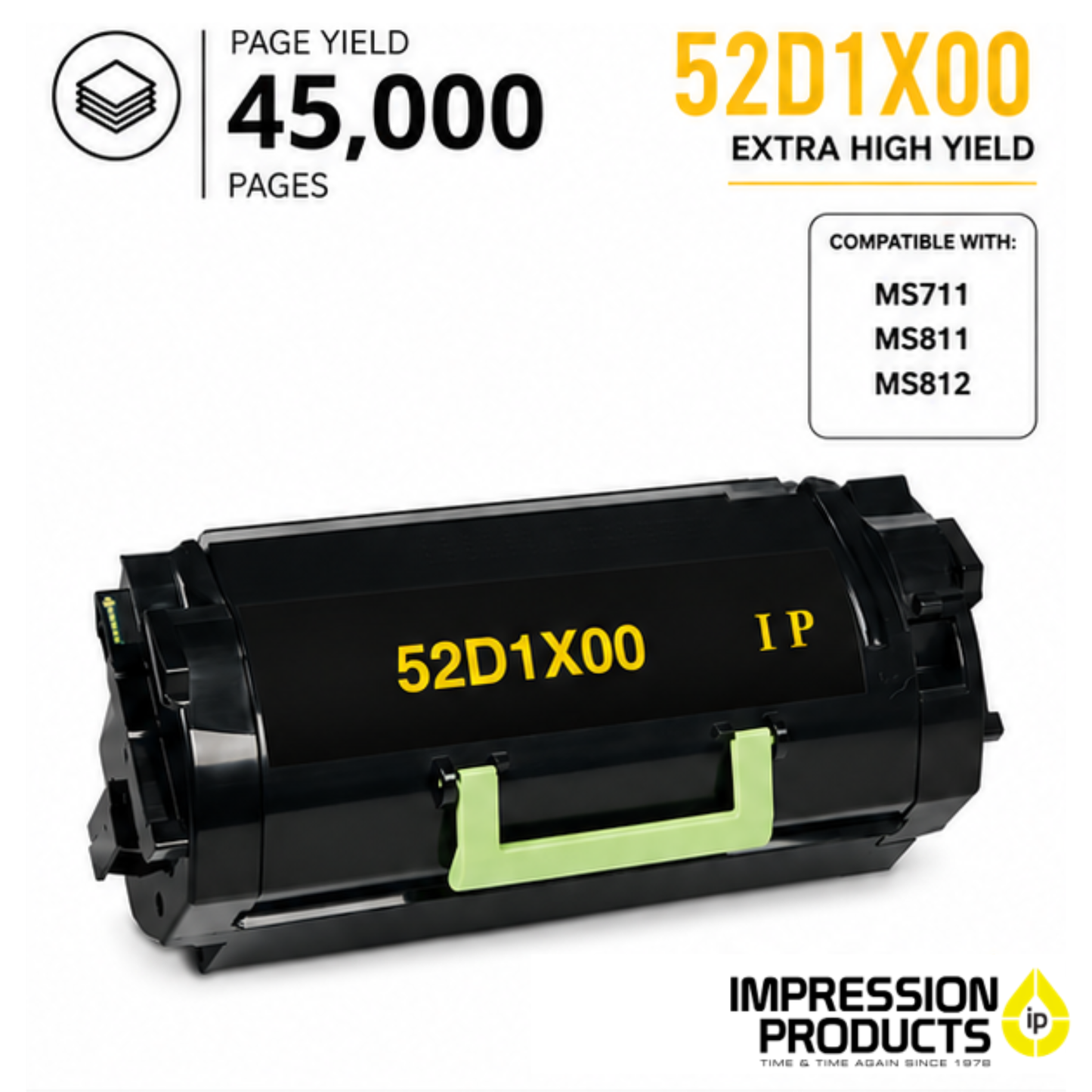 Lexmark 52D1X00 Extra High Yield Compatible Toner Cartridge for MS711, MS811, MS812