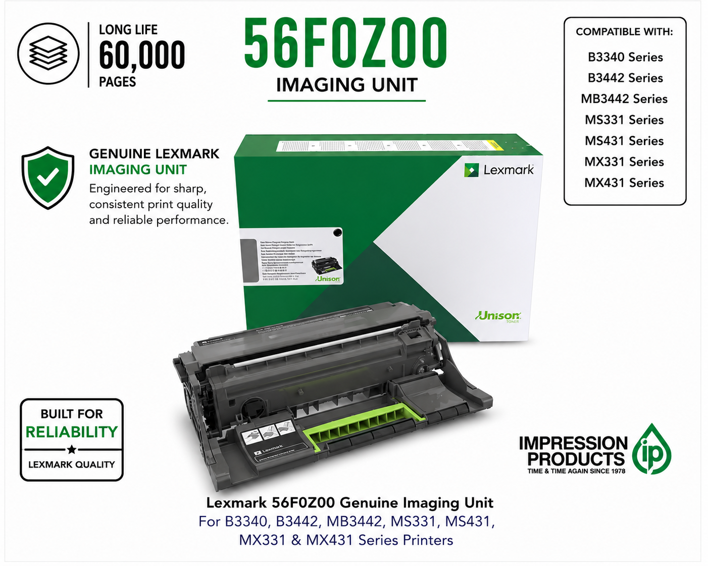 Lexmark 56F0Z00 Genuine Imaging Unit for MS321, MS421, MS521, MS621, MS622, MX321, MX421, MX521, MX522 & MX622