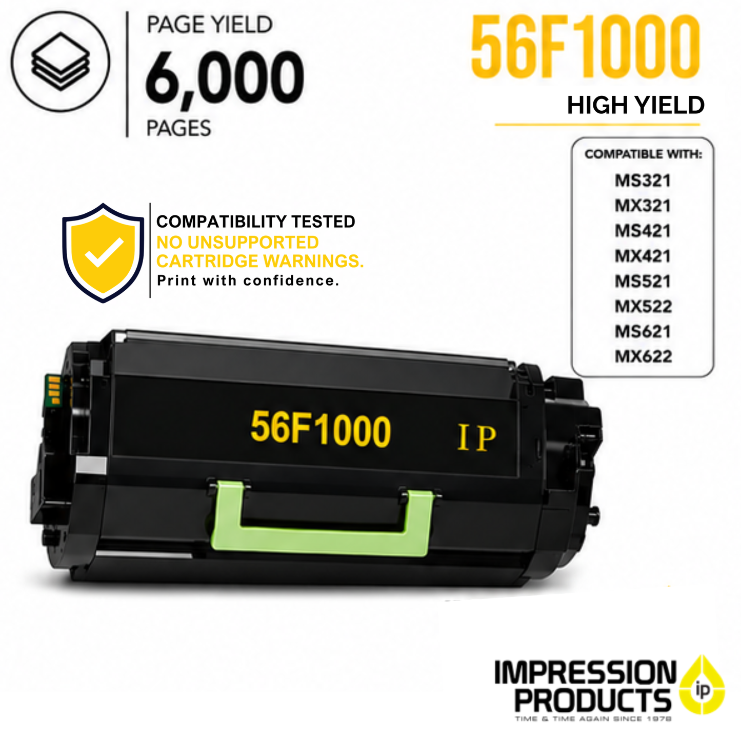 Lexmark 56F1000 Standard Yield Compatible Toner Cartridge for MS/MX 321, 421, 521, 621, 622