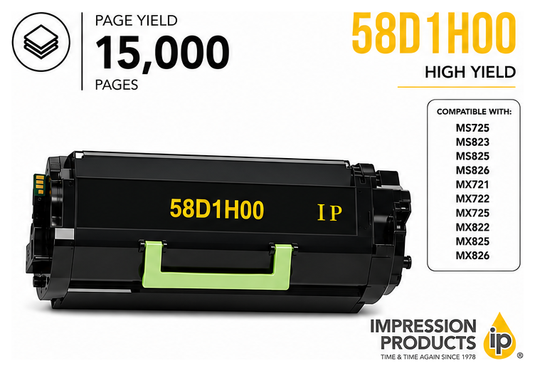 Lexmark 58D1H00 High Yield Compatible Toner Cartridge for MS725, MS821, MS822, MS823, MS825, MS826, MX721, MX722, MX822, MX826