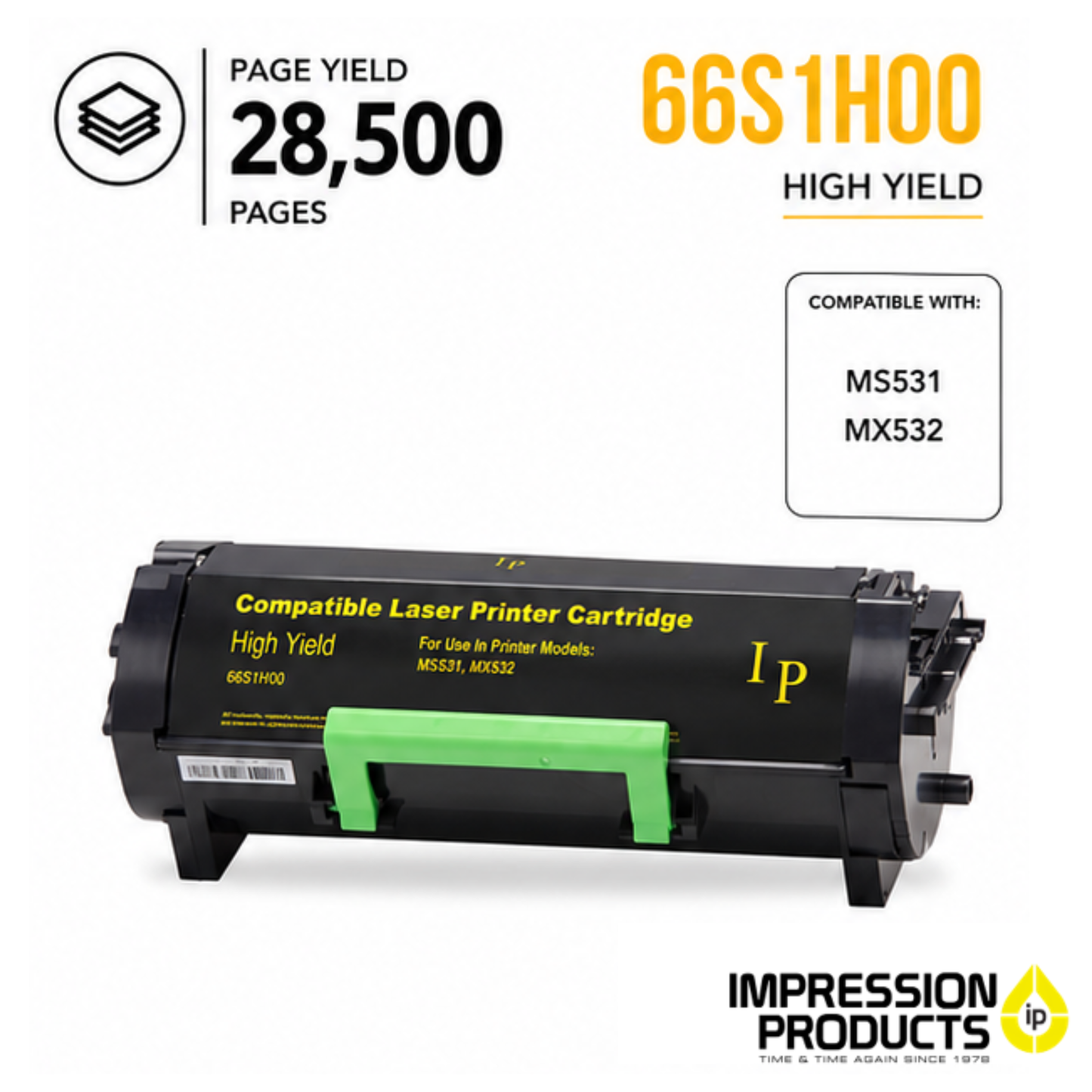 Lexmark 66S1H00 High Yield Compatible Toner Cartridge for MS531, MX532