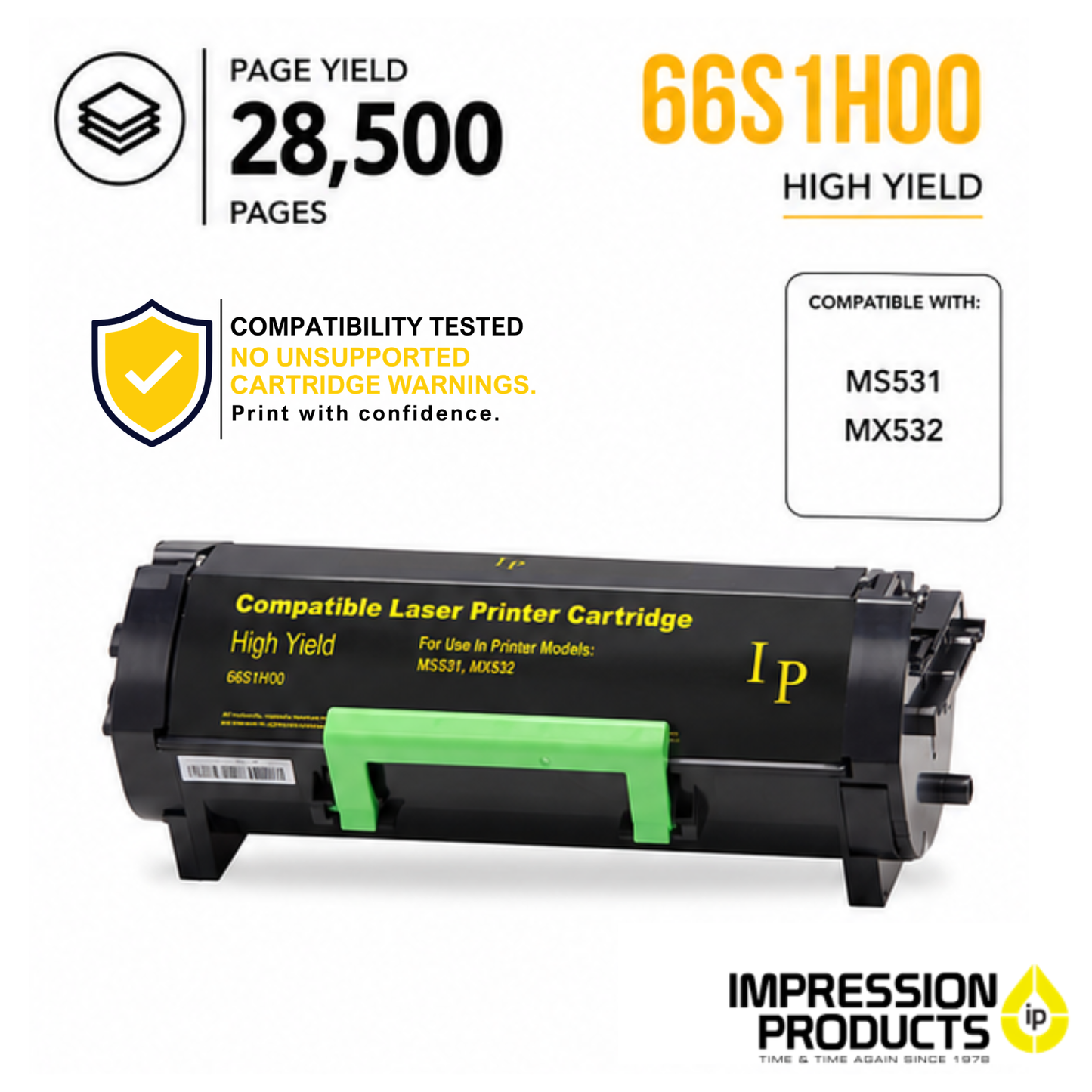 Lexmark 66S1H00 High Yield Compatible Toner Cartridge for MS531, MX532