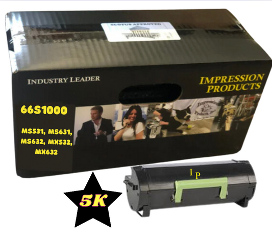 Lexmark 5K Page Yield 66S1000 Eco Friendly Toner Cartridge for use in Lexmark printers MS531 / MS631 / MS632 / MX532 / MX632