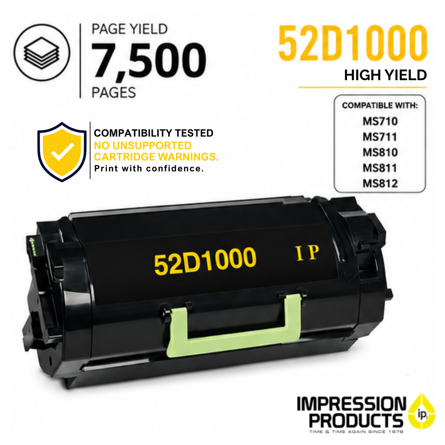 Lexmark 52D1000 Standard Yield Compatible Toner Cartridge for MS710, MS711, MS810, MS811, MS812
