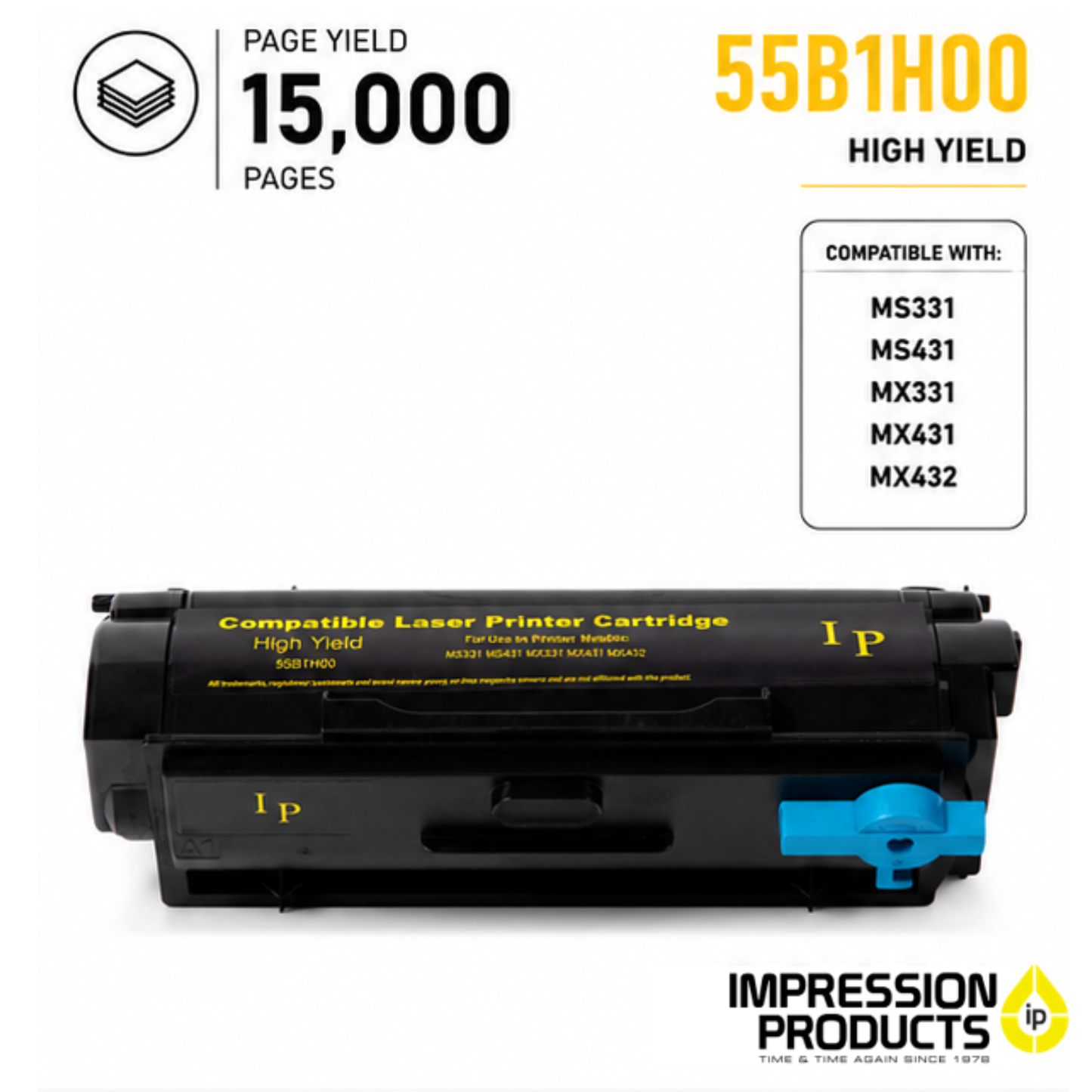 Lexmark 55B1H00 High Yield Compatible Toner Cartridge for MS331, MS431, MX331, MX431, MX432
