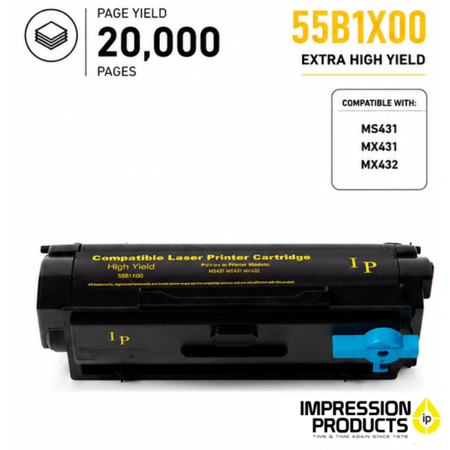 Lexmark 55B1X00 Extra High Yield Compatible Toner Cartridge for MS431, MX431, MX432