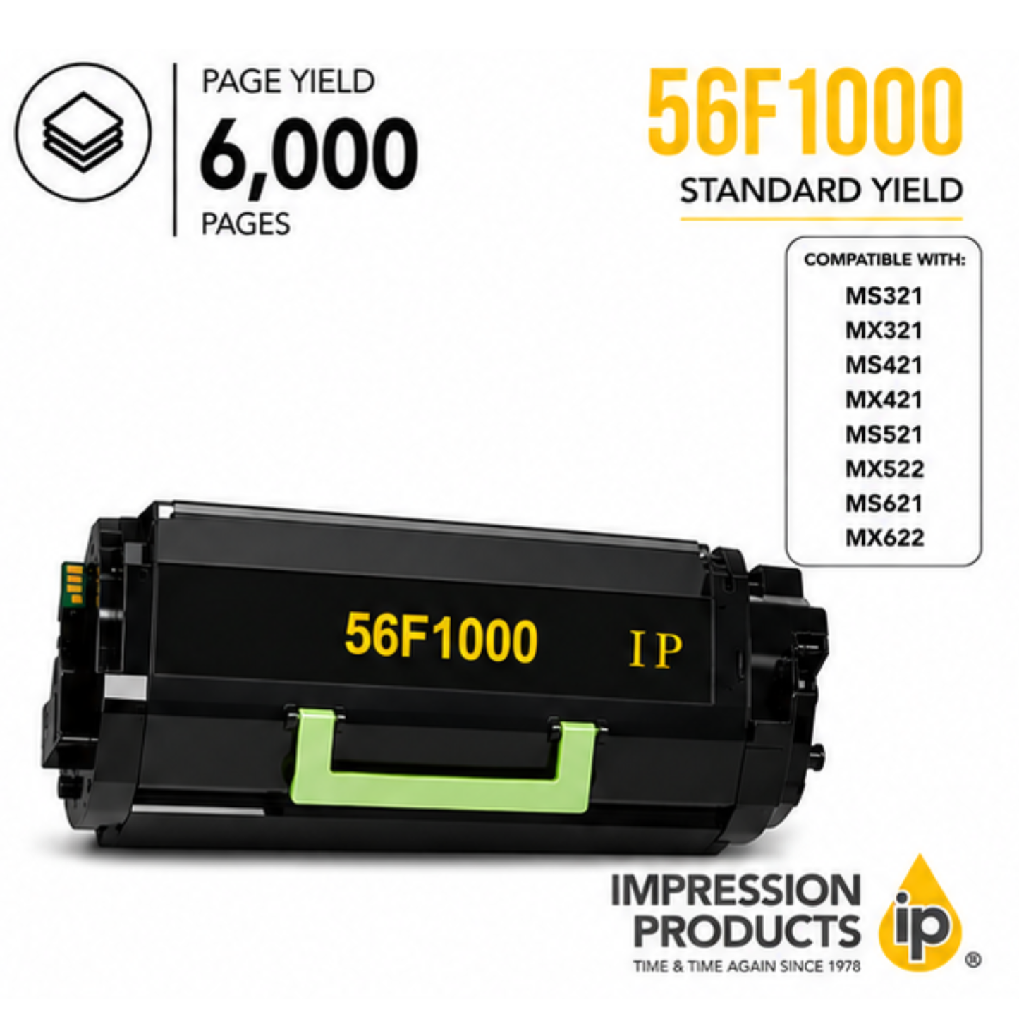 Lexmark 56F1000 Standard Yield Compatible Toner Cartridge for MS/MX 321, 421, 521, 621, 622