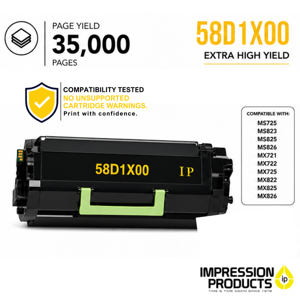 Lexmark 58D1X00 Extra High Yield Compatible Toner Cartridge for MS725, MS823, MS825, MS826, MX721, MX722, MX725, MX822, MX826