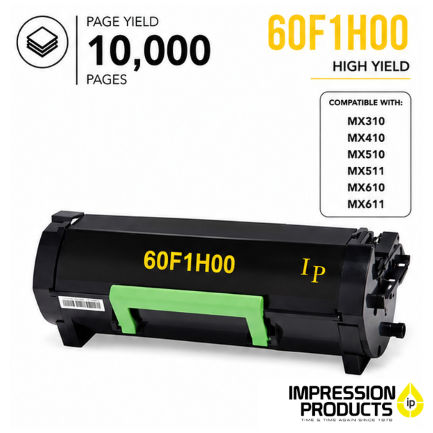 Lexmark 60F1H00 High Yield Compatible Toner Cartridge for MX310, MX410, MX510, MX511, MX610, MX611