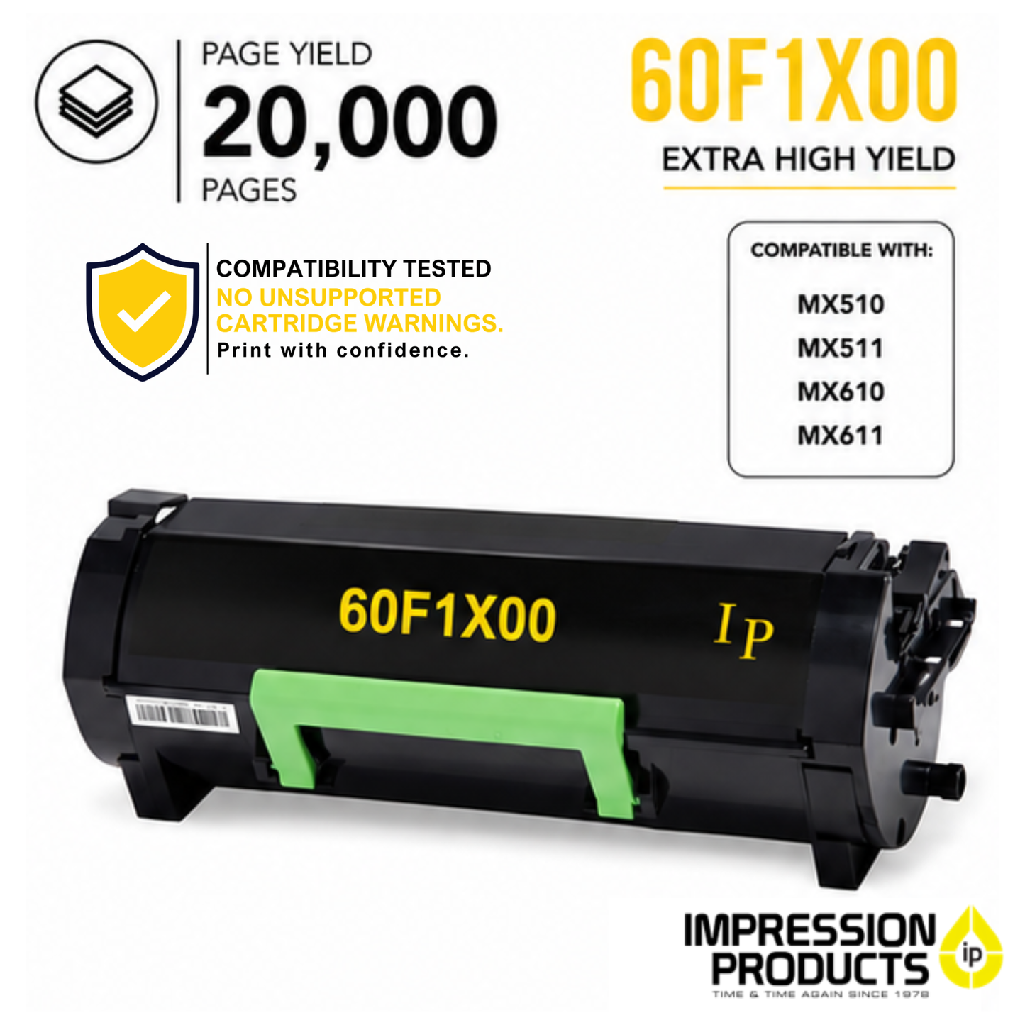 Lexmark 60F1X00 Extra High Yield Compatible Toner Cartridge for MX510, MX511, MX610, MX611
