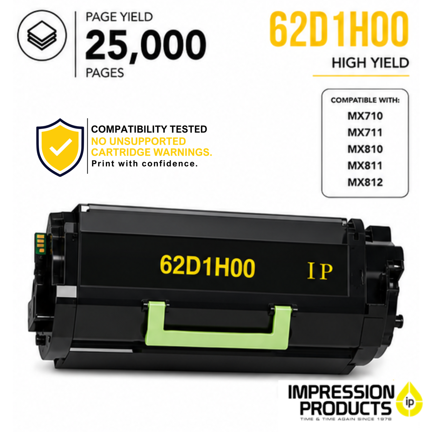 Lexmark 62D1H00 High Yield Compatible Toner Cartridge for MX710, MX711, MX810, MX811, MX812