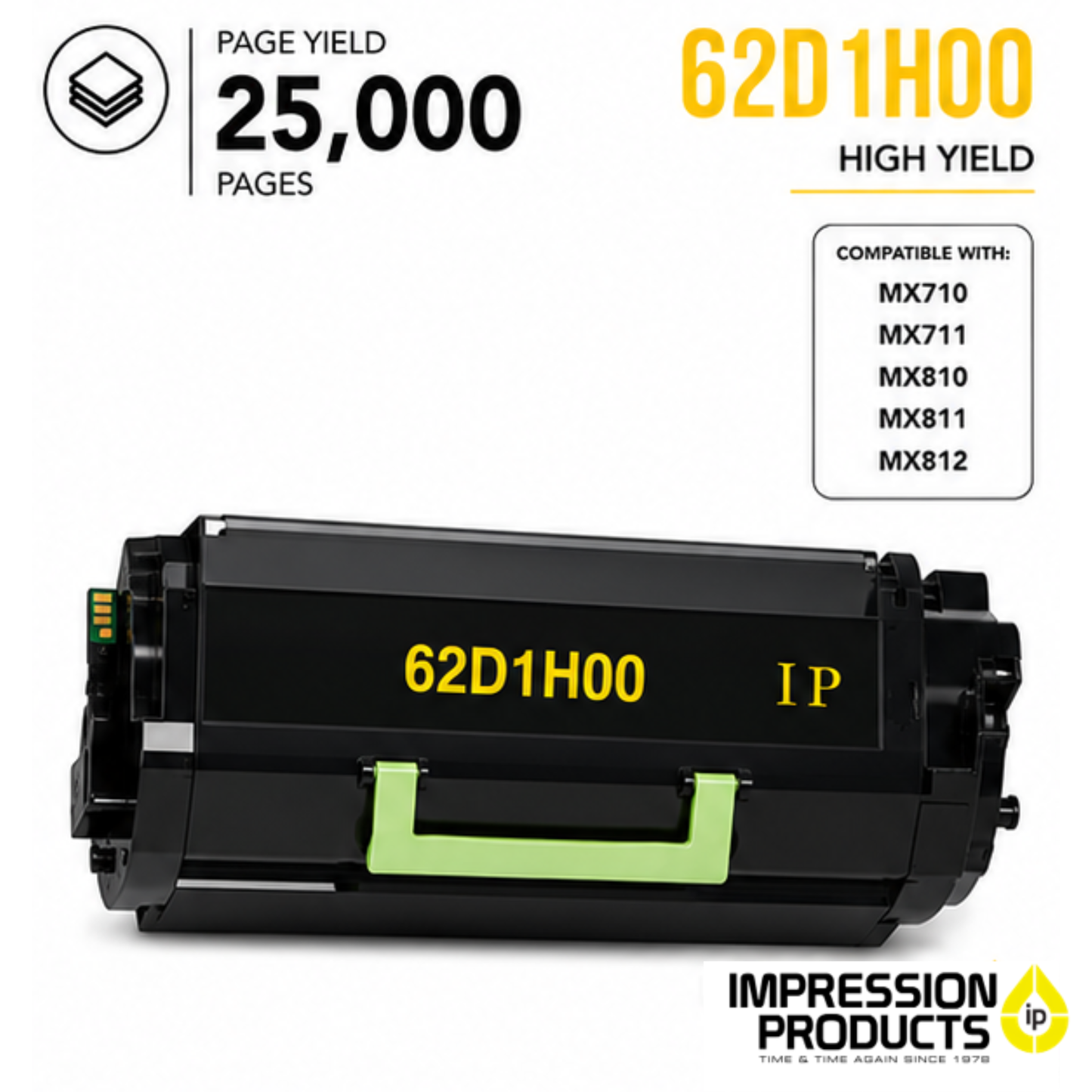 Lexmark 62D1H00 High Yield Compatible Toner Cartridge for MX710, MX711, MX810, MX811, MX812