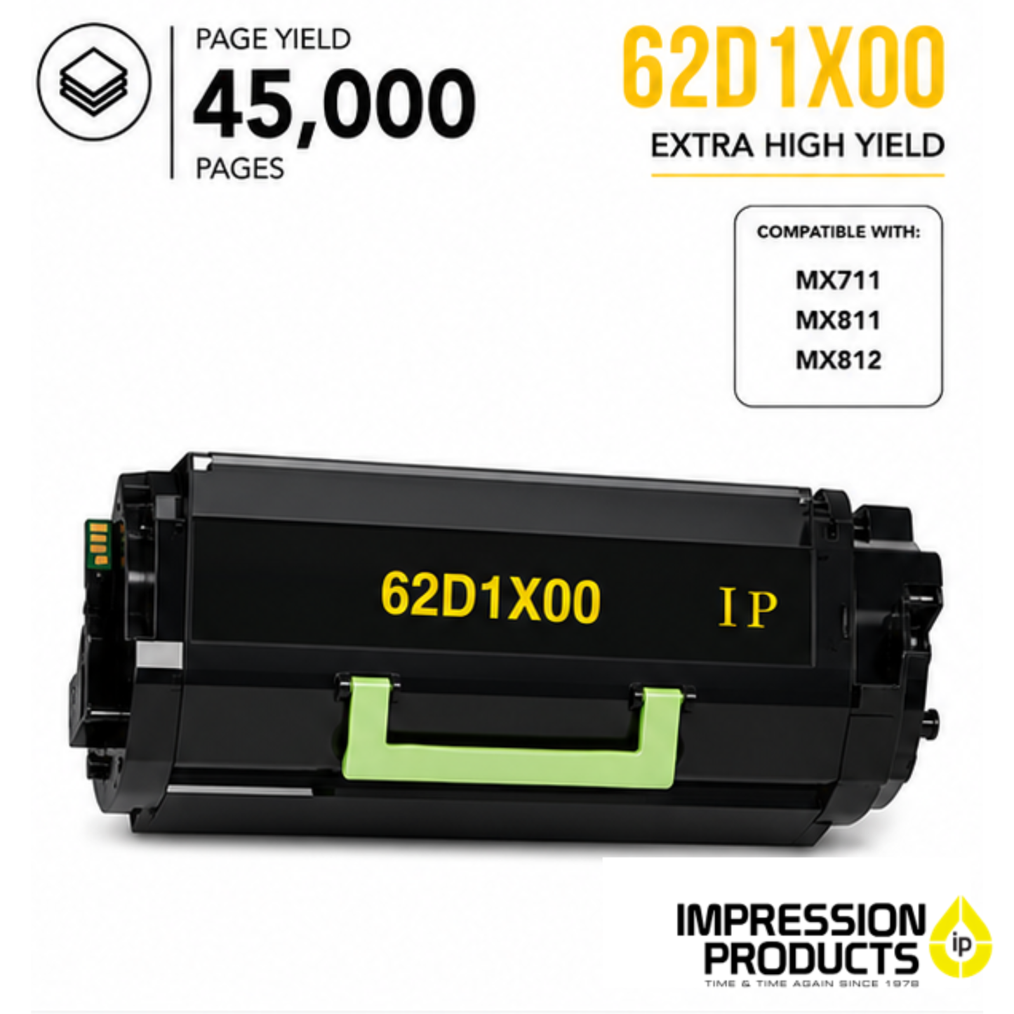 Lexmark 62D1X00 Extra High Yield Compatible Toner Cartridge for MX711, MX811, MX812