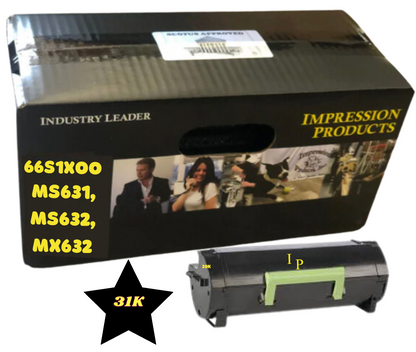 Lexmark 66S1X00 31K Page Yield High Yield  Eco Friendly Toner Cartridge for use in Lexmark printers MS631, MS632, MX632