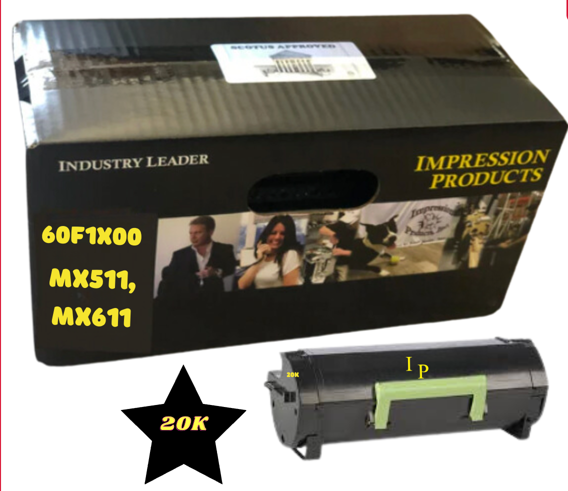 Lexmark 60F1X00 20K Page Yield Extra High Yield  Eco Friendly Toner Cartridge for use in Lexmark printers MX510 / MX511 / MX610 / MX611