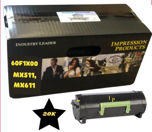 Lexmark 60F1X00 20K Page Yield Extra High Yield  Eco Friendly Toner Cartridge for use in Lexmark printers MX510 / MX511 / MX610 / MX611